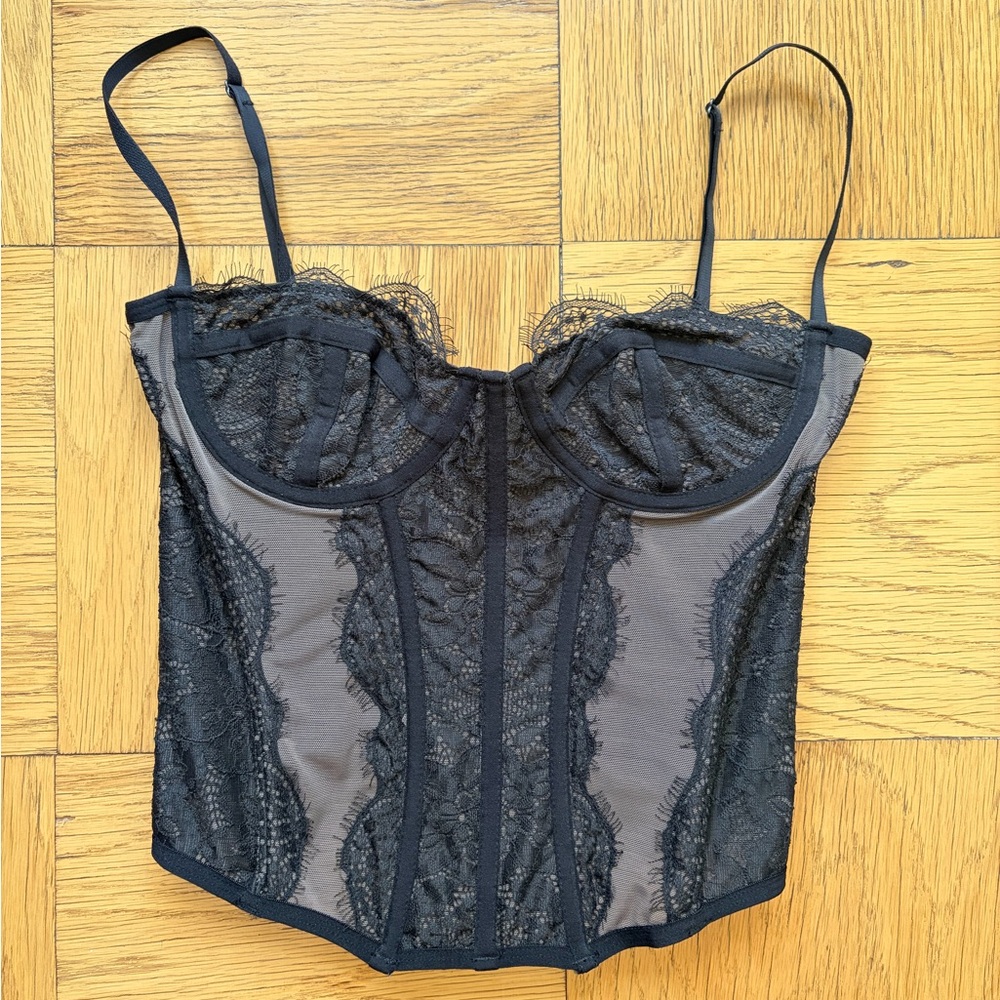 Urban Outfitters Black Lace Underwire Corset Top